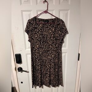 Cocomo Black and Cream Geometric Midi Dress